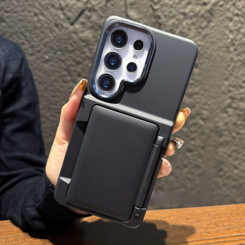 Matte Hard PC Protection Cover with Flip Bracket & Card Holder Wallet Feature