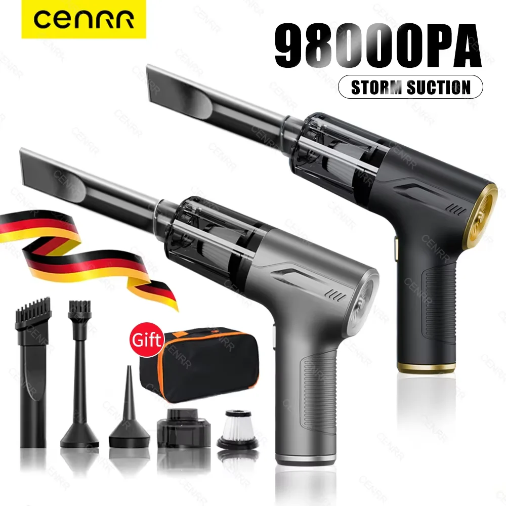 CENRR 98000PA Mini Wireless Car Vacuum Cleaner Cordless Powerful Car Cleaner HandHeld Portable Vacuum Cleaning Machine