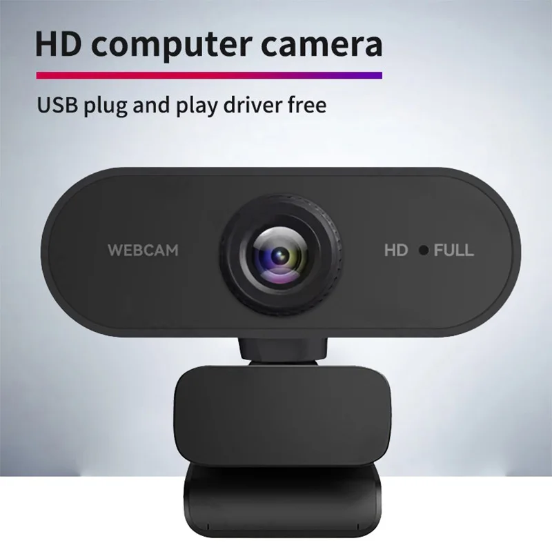 Black Network Webcam USB Camera Full HD 1080p USB with 360 ° Rotation Microphone for Laptop PC