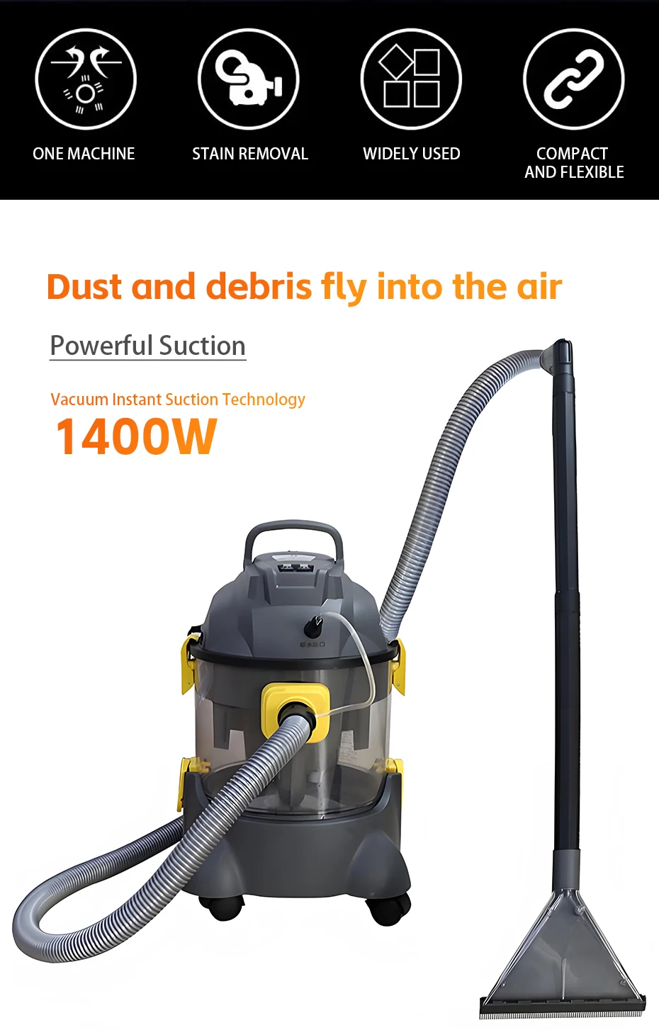 1400W Car Spray Vacuum Cleaner High Power 3-in-1 Carpet Extractor Upholstery Cle