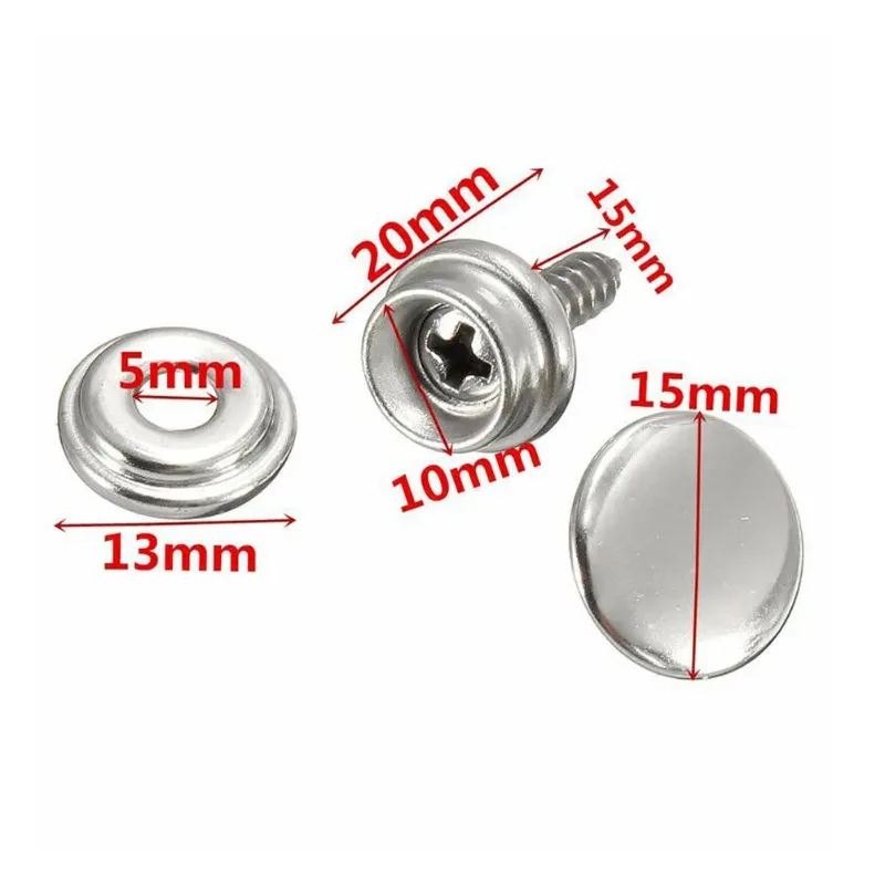 Snap Fastener Kit 30Pcs Stainless Canvas Screw for Tent Boat Marine Car Canopy Accessories