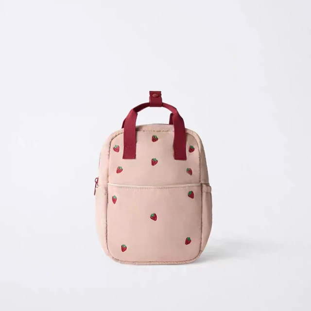 2026 New Lightweight Autumn Color Strawberry Embroidered Backpack for Kids, Kindergarten Small School Bag