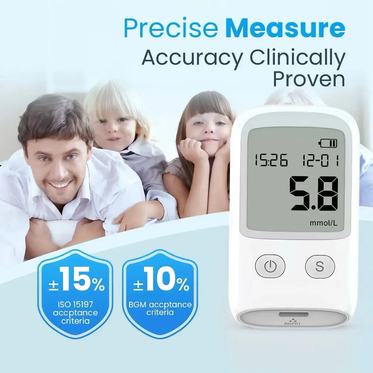 Portable Blood Glucose Tester Household Medical Grade Blood Sugar Accurate Reading Health Detection Device With Test Strips 2