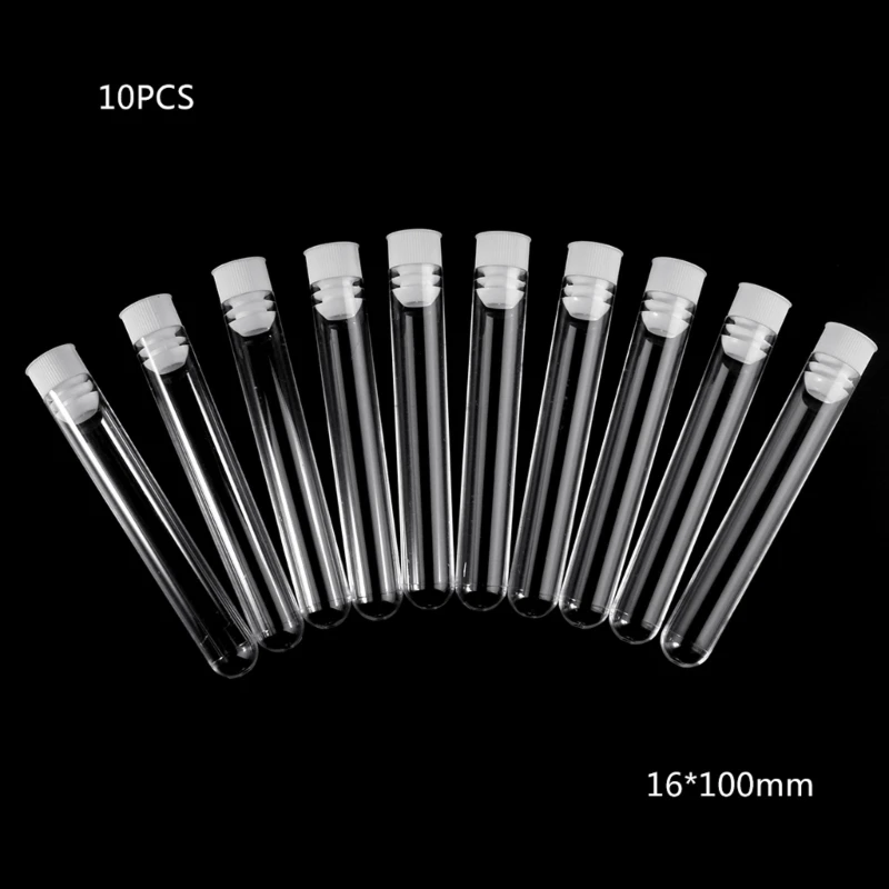 

CPDD 10pcs Plastic Test Tubes with Lid 100mm Transparent U-shaped for Scientific Experiments Beads Liquid Spice Seed Storage