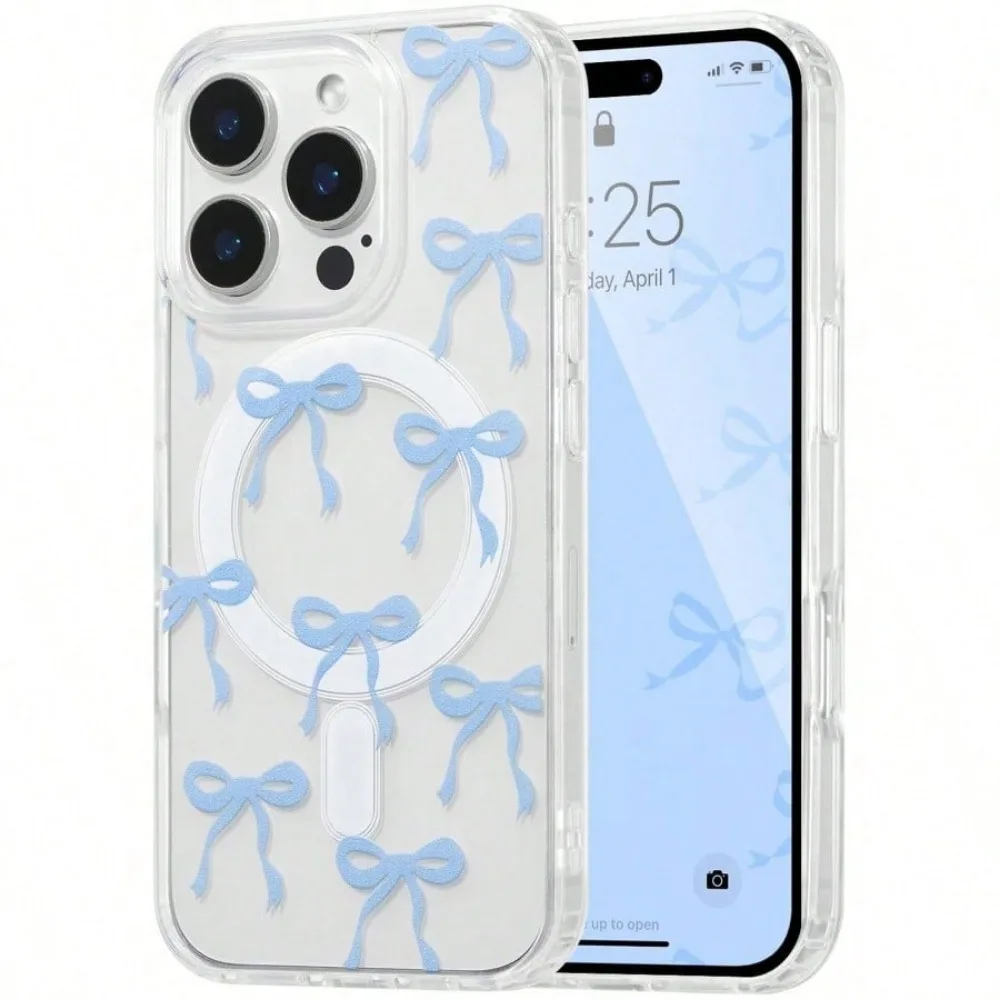 Clear Magnetic Heart Bow Case for iPhone thumbnail 2