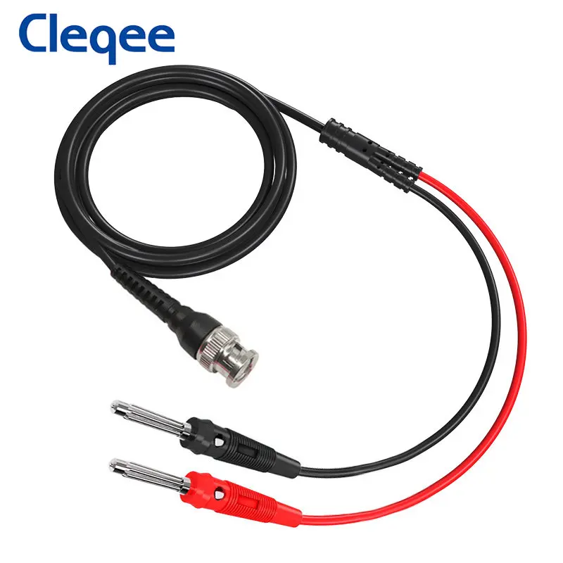 

Cleqee P1008A BNC To Dual 4MM Stackable Banana Plug Test Lead Probe BNC Cable for Oscilloscope Signal generator 120CM