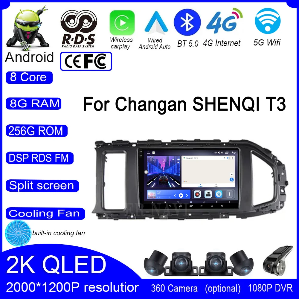 Android 13 Per Changan Shenqi T3 Multimedia Car Monitor Tv Video Player Bt Lettore Autoradio Schermo Del Veicolo