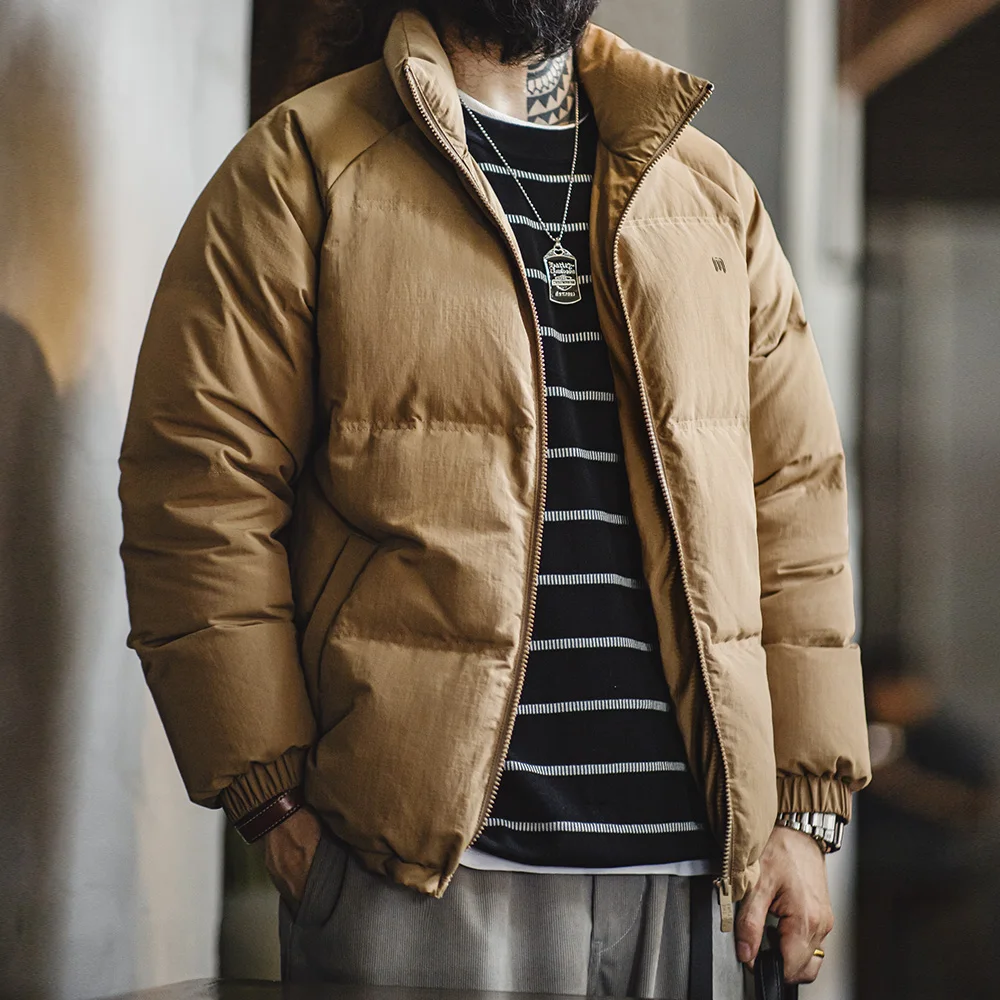 Men Winter Stand-up Collar Down Jacket White Duck Down Filling Outdoor 4-Grade Waterproof Thickened