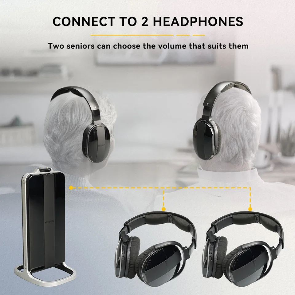 Wireless Headphone Bluetooth Headset for Mobile Phone Computer TV Earphone With Multifunction Base Rechargeable Saving Function
