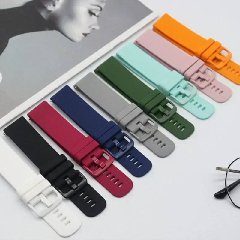 Sport Silicone Strap, 20mm/22mm, Adjustable Watchband Bracelet