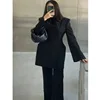 EOEN Autumn Vintage Senior Sense V-neck Big Pocket Design Waist Slimming Mid-length Suit Jacket Women 2024 New Fashion 6