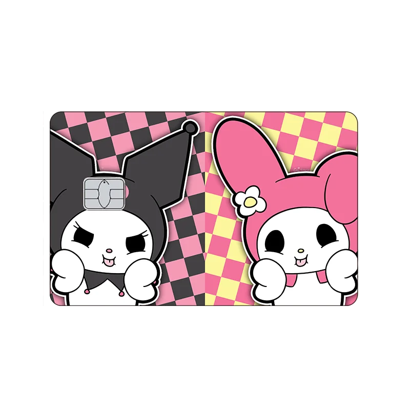 thumbnail image 1 of Nuevo Kawaii Hello Kitty Kuromi My Melody Diy pegatina de tarjeta de Chip pequeño Anime dibujos animados dulce tarjeta de crédito tarjetas de crédito película mate cubierta de piel, 1 of 5
