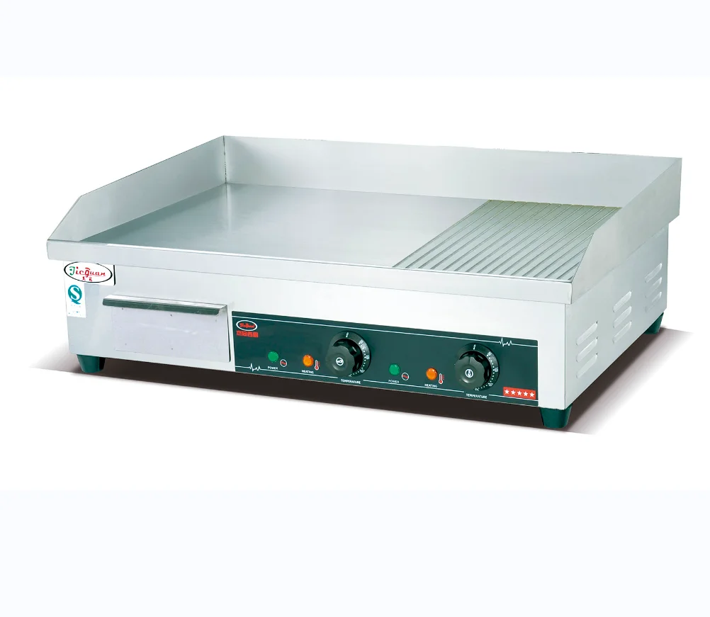 Stainless steel countertop, commercial kitchen equipment, electric baking tray, 1/3 slot, 2/3 flat