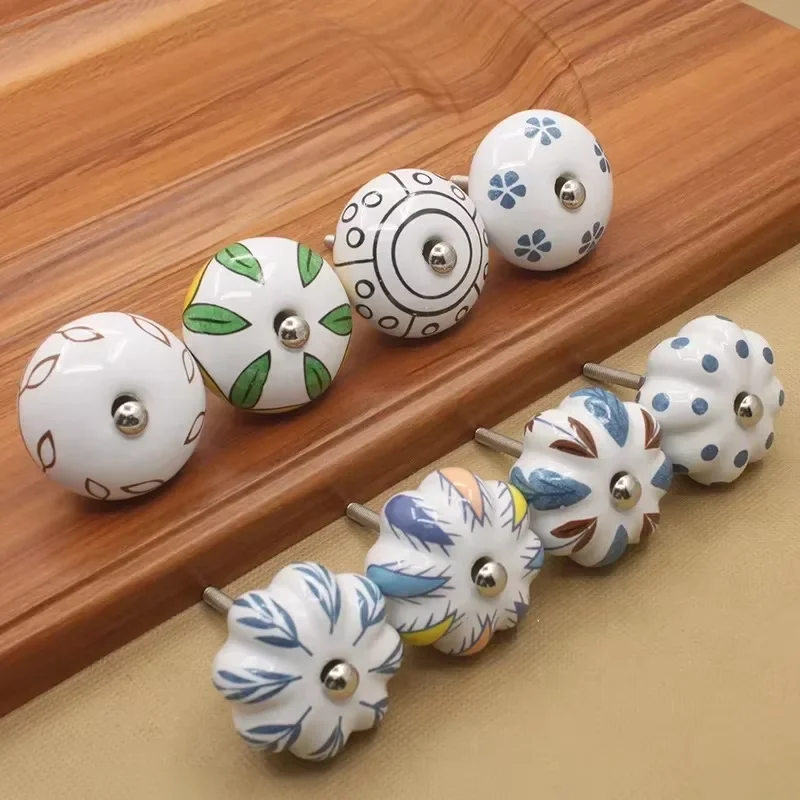 Namvo 10 Pomos De Cerámica De La Colección Azul Claro Para Puerta De Armario, Cajones Y Tiradores Con 10 Tornillos (3,8 X 3,3 X 0,03 Cm