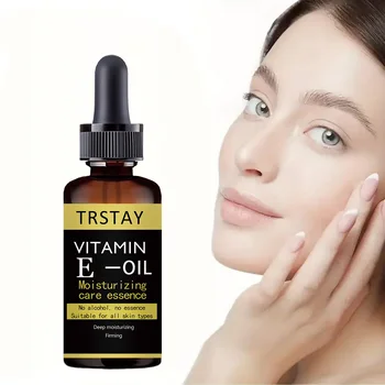 Essence pour le visage à la vitamine E, huile essentielle hydratante, raffermissante, éclaircissante, soins pour la peau, belle femme de vache