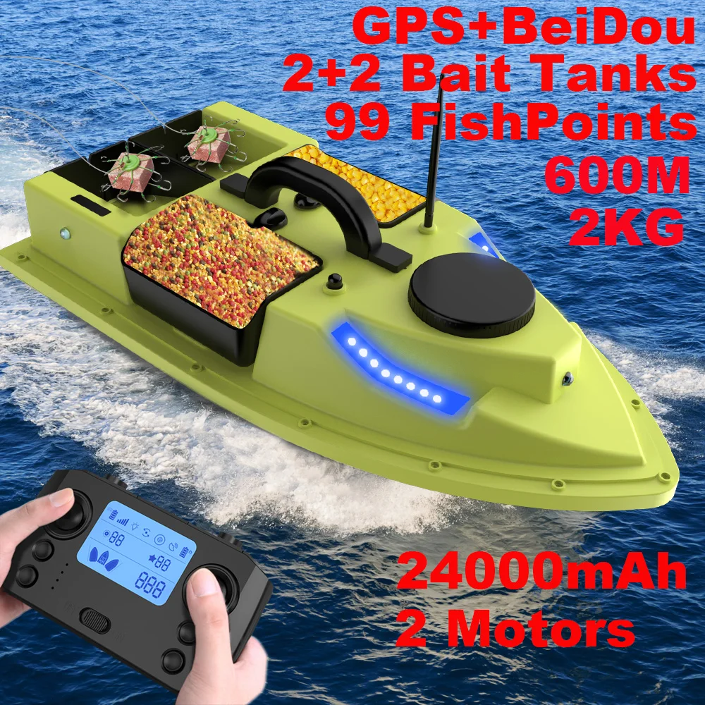 Barco de cebo de pesca GPS con contenedor de cebo grande, barco de cebo automático con alcance remoto de 400-500M Compra barata en