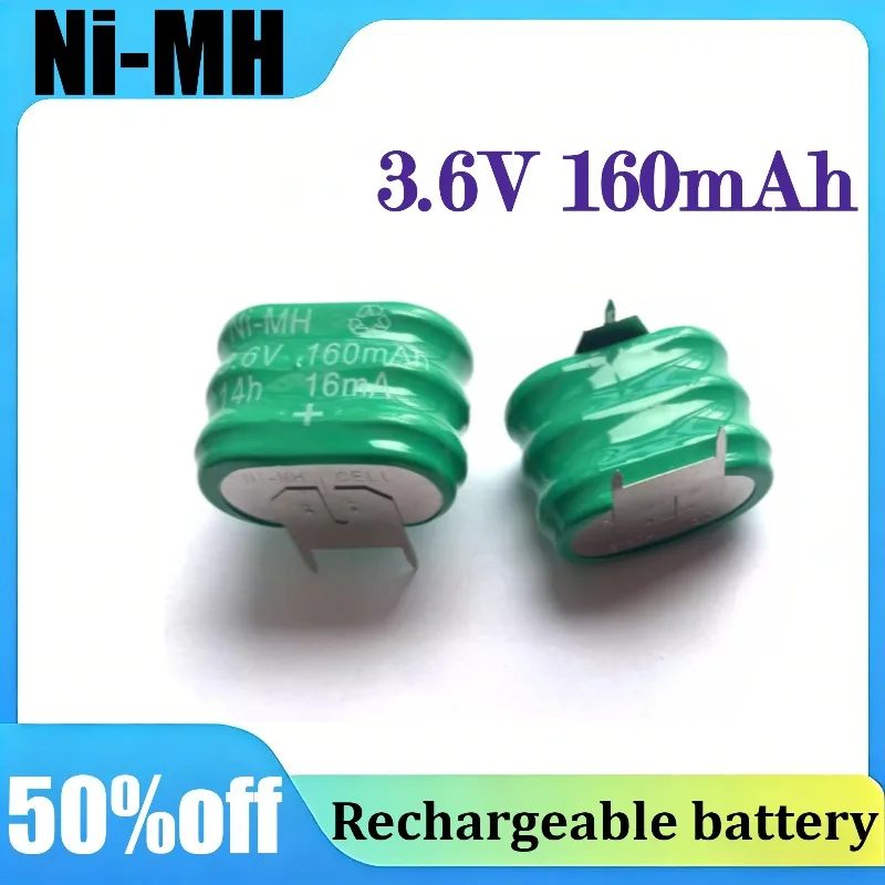 2Pcs/lot 3.6V 160mAh Ni-MH Rechargeable Button Cell Motherboard Backup Battery w