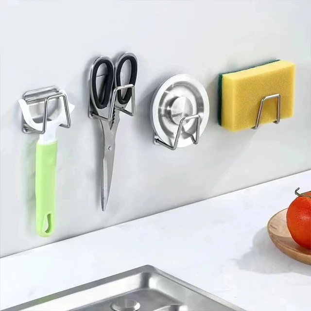 Porta spugne da cucina in acciaio inossidabile spugne autoadesive per  lavello scarico stendino lavello da cucina accessori organizzatore di  stoccaggio - AliExpress