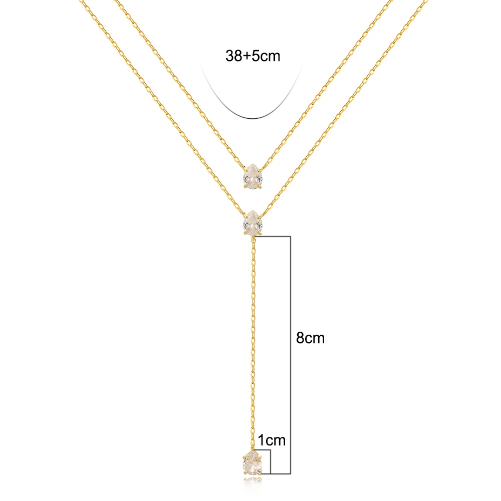 Waterdrop Mode Doppel Schicht Anhänger Halskette Für Frauen Schlüsselbein Kette Luxus Schmuck Colliers Zubehör Geschenk – Detail 3
