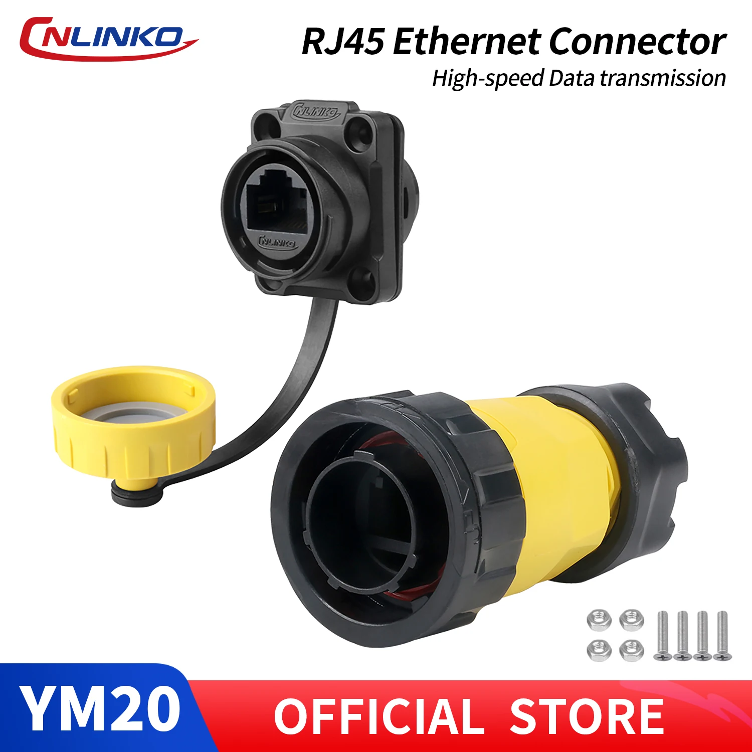 CNLINKO M20 PBT Kunststoff IP68 Wasserdicht RJ45 Kabel Signal Stecker YM20 CAT6 Panel Mount Buchse Stecker Netzwerk Ethernet Schnittstelle