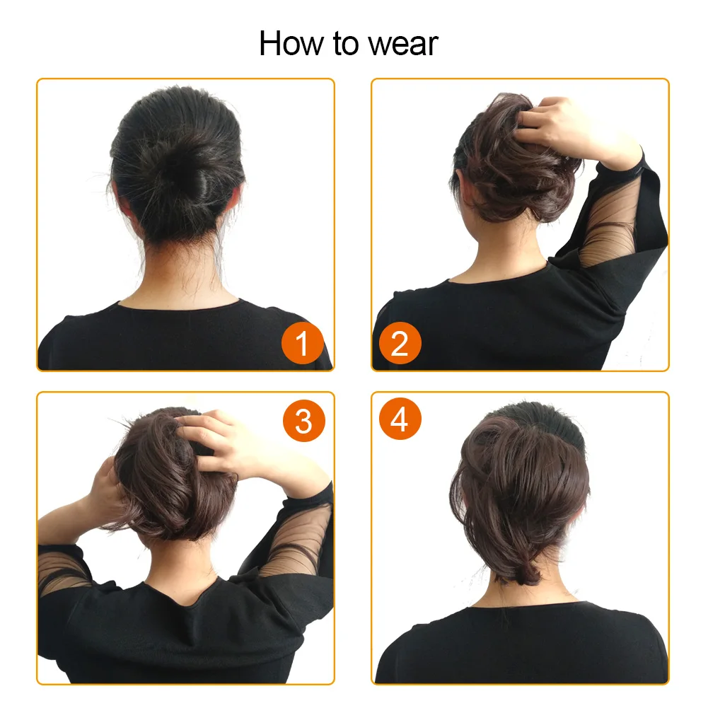 Jeedou 지저분한 롤빵 Chignon 도넛 헤어 패드 탄성 헤어 로프 고무 밴드 합성 헤어 피스 헤어 액세서리 여성용