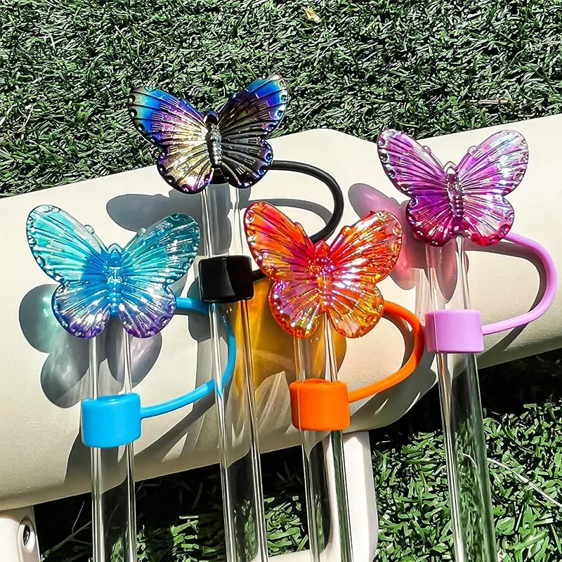 Straw Covers Silicone Stoppers Cup Accessories 10mm Silicone Butterfly Straw Cover Cap for Water Cup