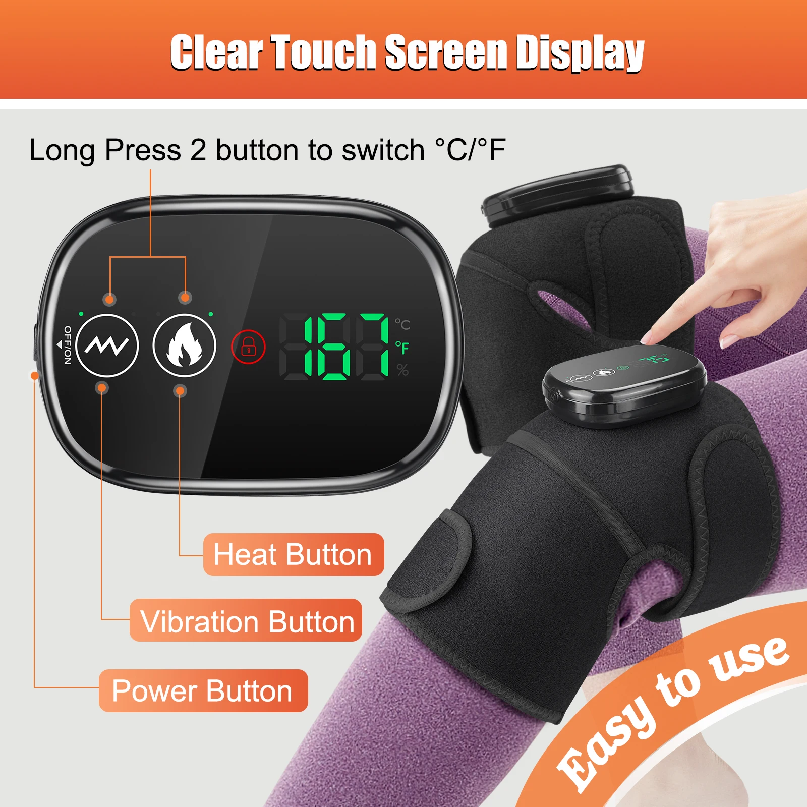 Heating Knee Massage Pad Protection Vibration Red Light Vibrador Joint Pain Relief Instrument Swelling Arthritis Leg Elbow 2