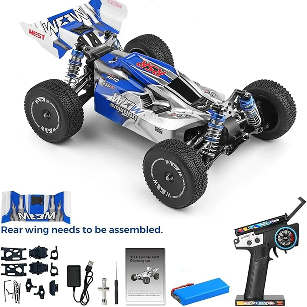 Dessous du WLtoys 144011 révélant le moteur et la transmission du buggy électrique 2.4G