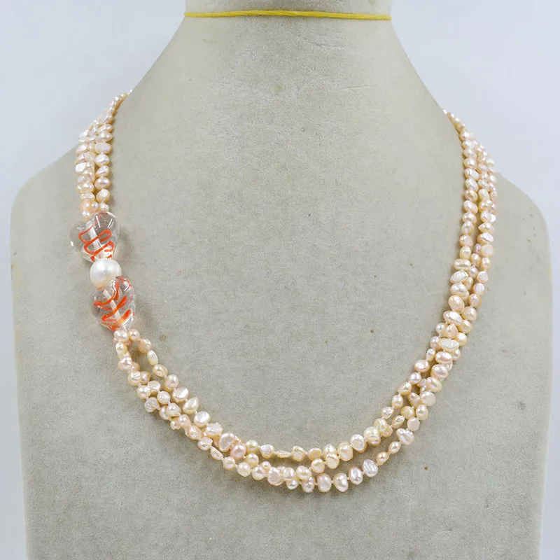 

Very rare. 4MM Natural Pink Baroque Pearl Necklace 53CM