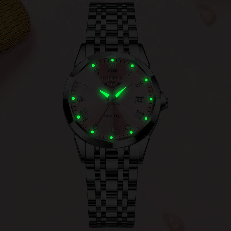 LIGE Creative Watch Women's Watches Fashion Waterproof Date Women's Quartz Wristwatch Top Brand Luxury Bracelet Watch For Girls