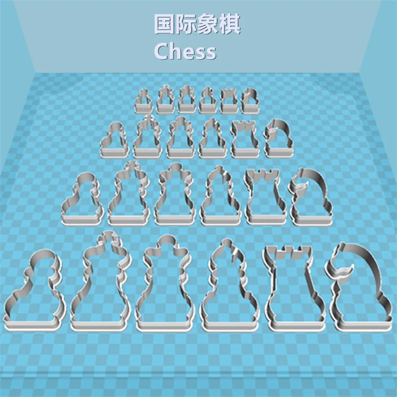 Cookie Cutter International Chess 3D Plastic Model Pawn King Queen Bishop Rook Knight Sushi Pastry Cake Decorating Bake Tools cookie cutter baking decorating tools
