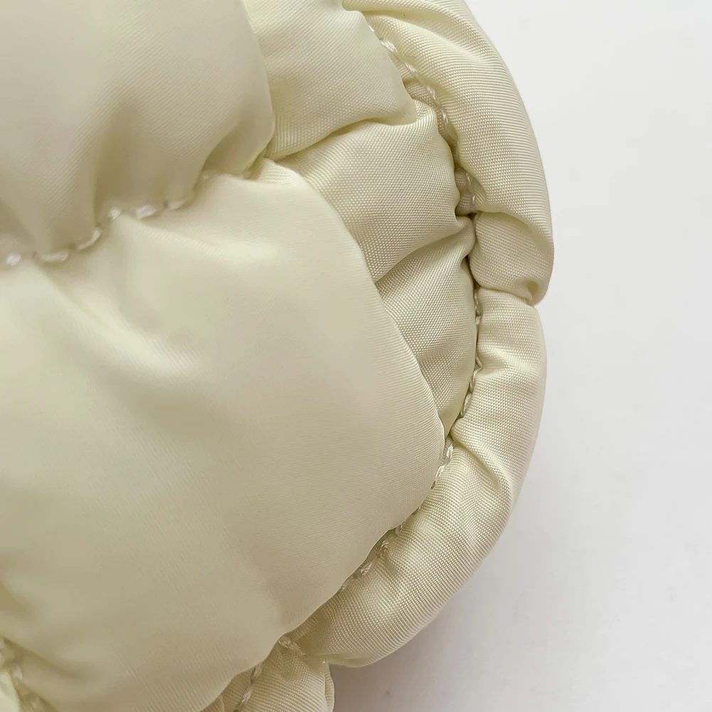 Women Padded Cloud Bag Zipper Closure Puffy Shoulder Bag Solid Color Plaid Quilted Sling Bag Girls Daily Bag