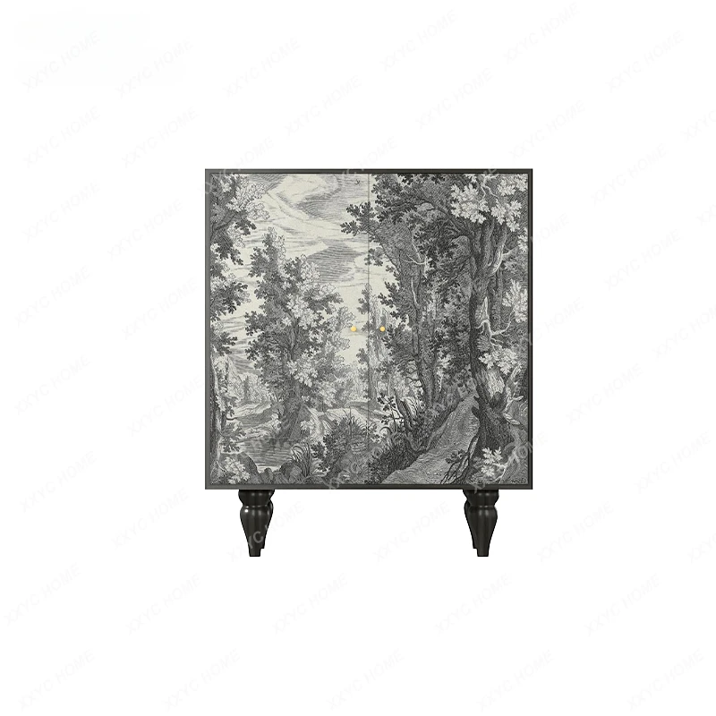 

Customized French Retro Solid Wood Home Shoe Cabinet Integrated Clothes Closet Living Room Storage Locker