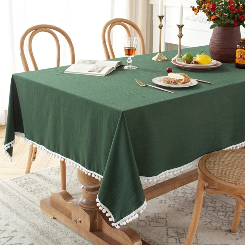 

Cotton Fabric Tablecloth Tassels Stitching Washable Table Cloth for Wedding Party Dining Banquet Decoration Luxuriou Table Cover