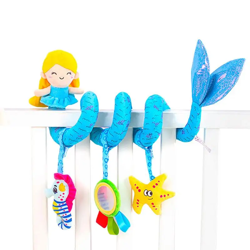 

Mermaid Shape Baby Spiral Bed Stroller Toy Comfortable Pram Crib Plush Toy Parent And Baby's Travel Companion Cutesy Star Shapes