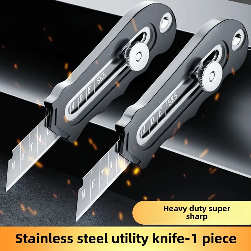 Stainless Steel Heavy Utility Knife Wallpaper Knife Industrial Paper Cutter Durable All Metal Wallpaper Ultra Sharp Tool