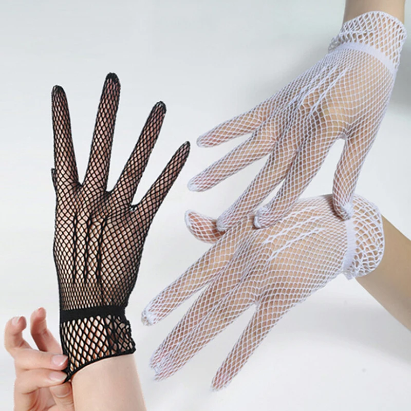 

Fashion Fishnet Gloves Women Summer Uv-Proof Driving Glove Mesh Fishnet Gloves Black White Nylon Solid Color Glove High Quality