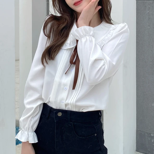 Fashion Womens Tops And Blouses 2022 Red Chiffon Blouse Shirt Long Sleeve  Women Shirts Bow Collar Office Blouse Women 1318 40 - Women Blouse -  AliExpress