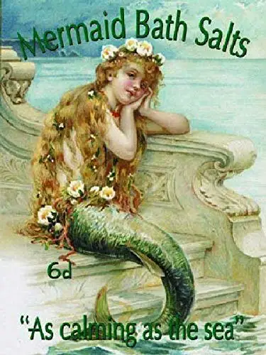 

French Vintage Metal Sign Retro AD Mermaid BATHSALT Retro Wall Home Bar Pub Vintage Cafe Decor, 8x12 Inch