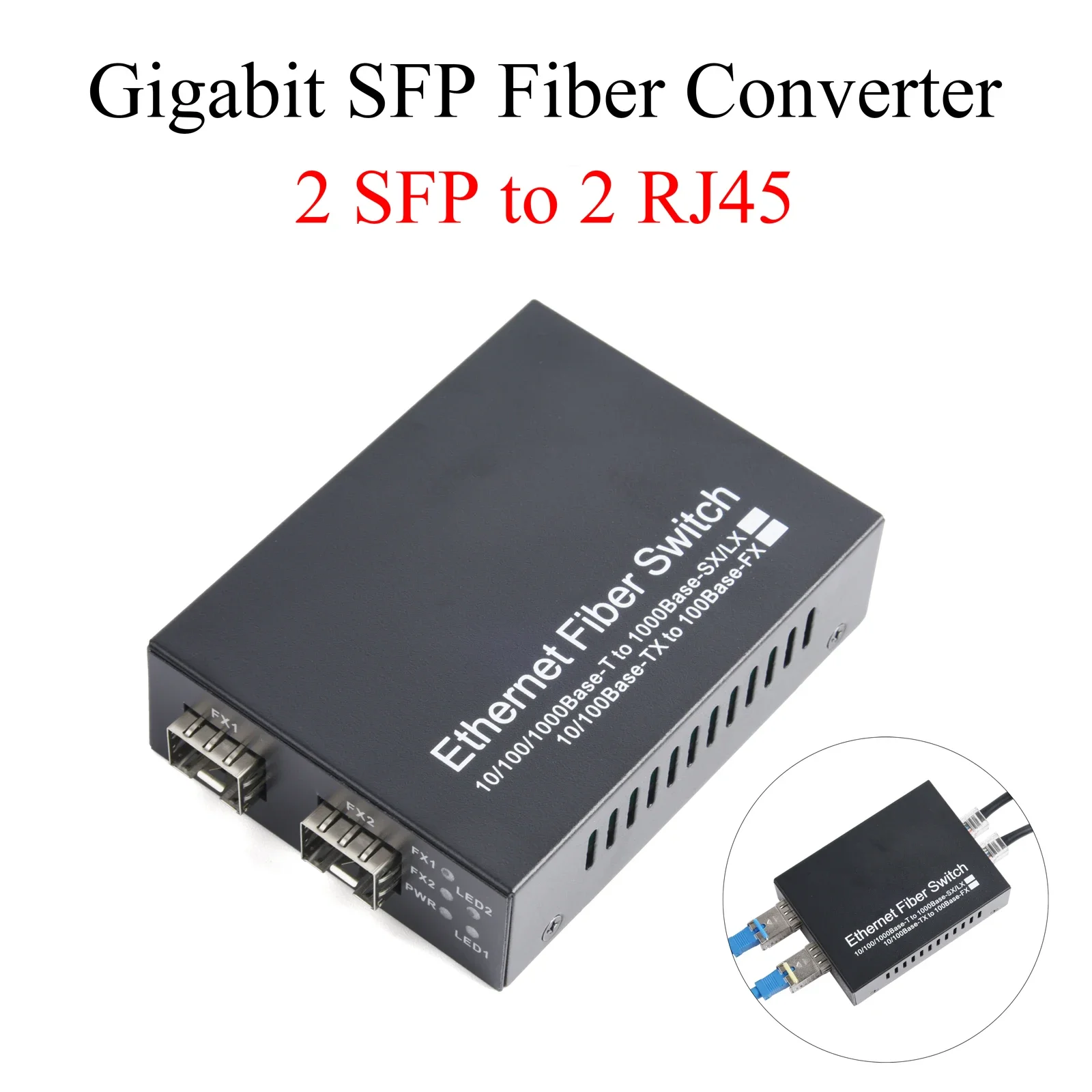 

Медиаконвертер Gigabit SFP, 1 шт., 2 SFP на 2 трансивера RJ45, 10/100/1000 м, волоконно-оптический переключатель с модулем LC/SC SFP 3 км/20 км