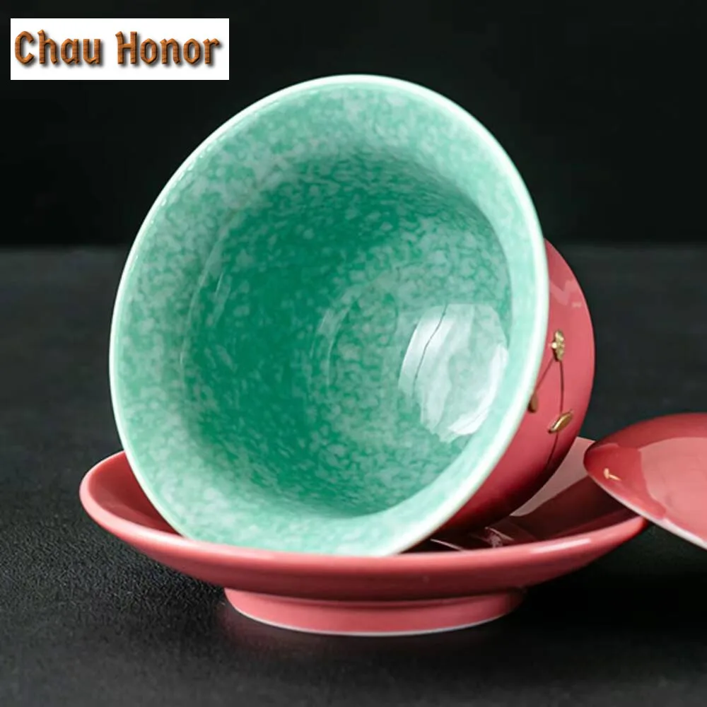 180ml Handmade Ice Cracking Glaze Gaiwan Ancient Saw Nail Porcelain Tea Tureen Household Tea Maker Cover Bowl Teaware Ornaments