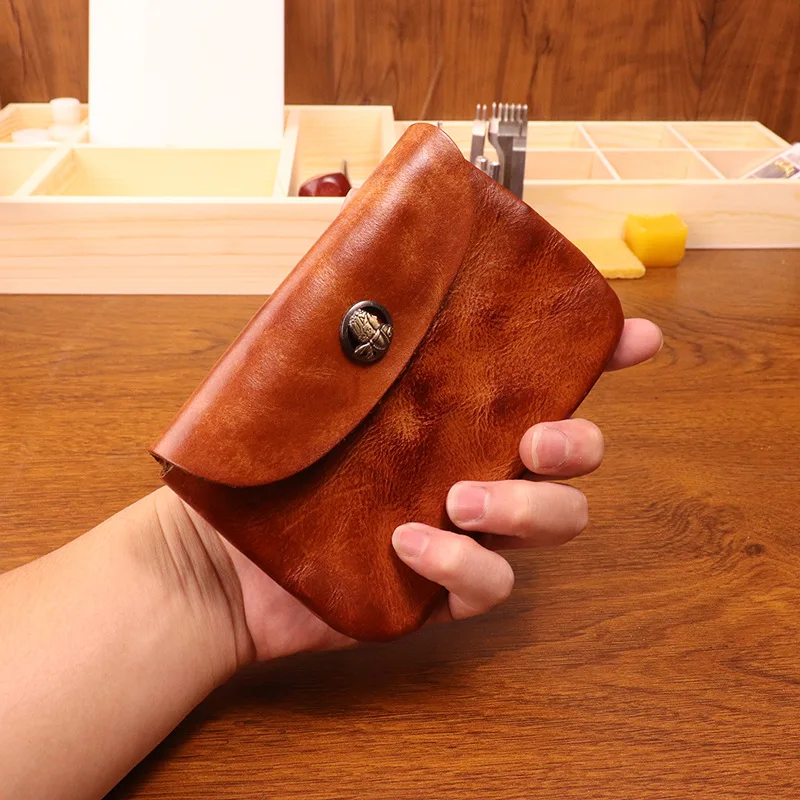 Business Card Holder for Men and Women Vintage Wallet Sturdy Pouch Money Organizer Pocket Full Grain Leather Handmade Coin Purse