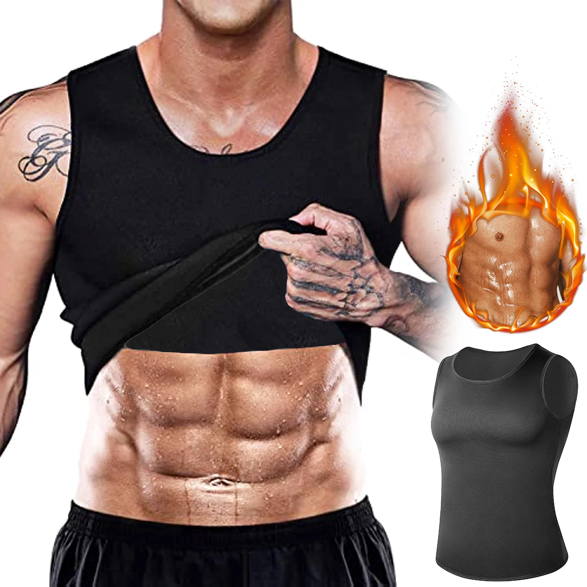 Neoprene Men Body Shaper Waist Trainer Sauna Suit Sweat Vest Slimming Underwear Weight Loss Shirt Fat Burner Workout Tank Corset