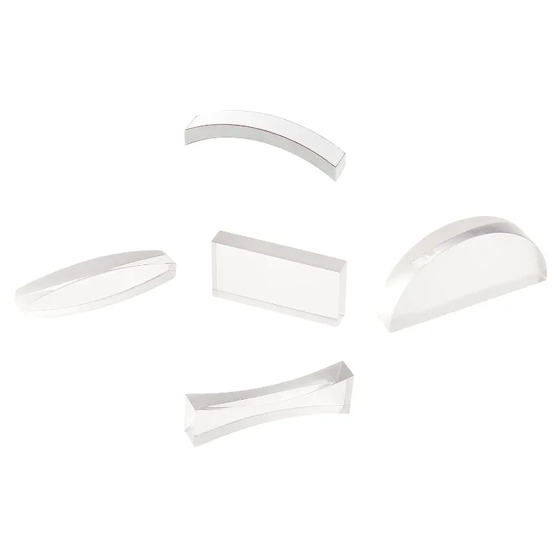 5 Pcs Physical Optical Experiment Set Acrylic Lens and Prism All Faces Fully Polished for Lab Supplies Physics Teaching