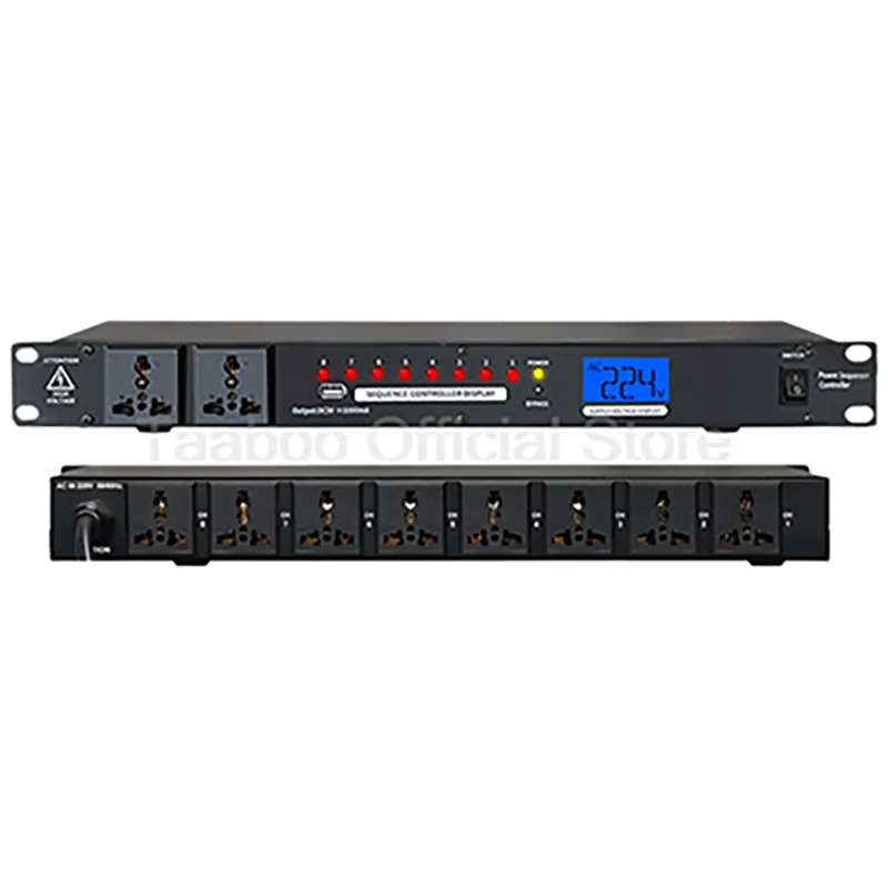 8 + 2 Channel Professional Power Sequencer 1.5S Delay Power Manager 8000W วัตต์จําหน่ายเกียร์สําหรับ DJ Stage เสียงระบบ 1