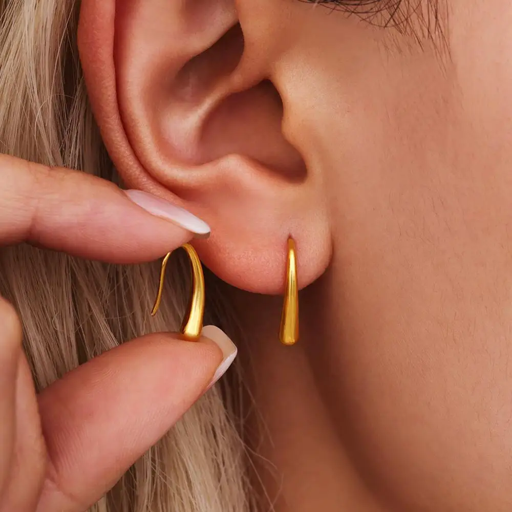 Einfache, hochwertige Edelstahl-Ohrringe für Damen, luxuriös, goldfarben, Silber, baumelnde Ohrringe, lange Ohrstecker, Schmuck, Trends 2025 – Detail 8