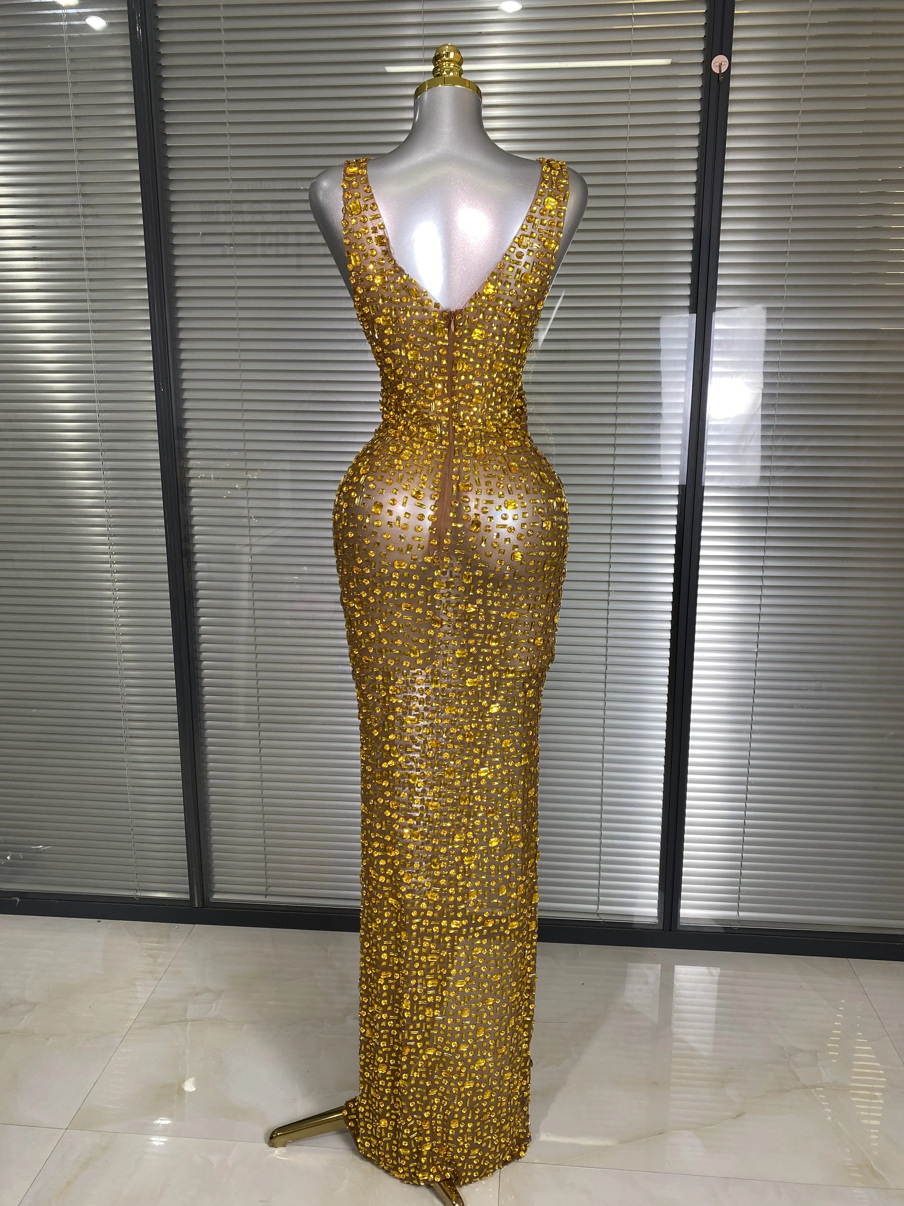 gold glitter birthday dress Custom Oyemwen Gold Sequin High Slit Birthday Dress – Fashion Bomb Daily  Shop main image 1