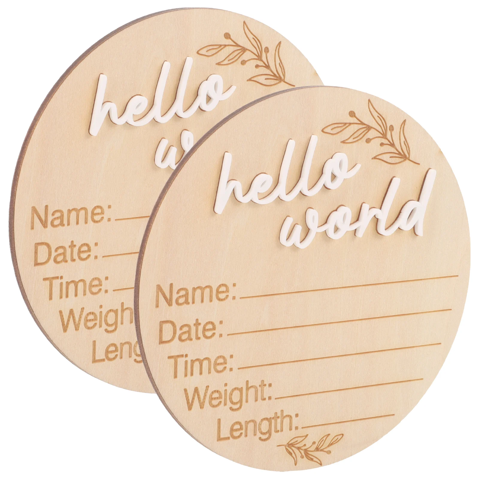 

2 Pcs Sign Newborn Commemorative Plaque Baby Birth Announcement Nursery Name Tag Signs Wood