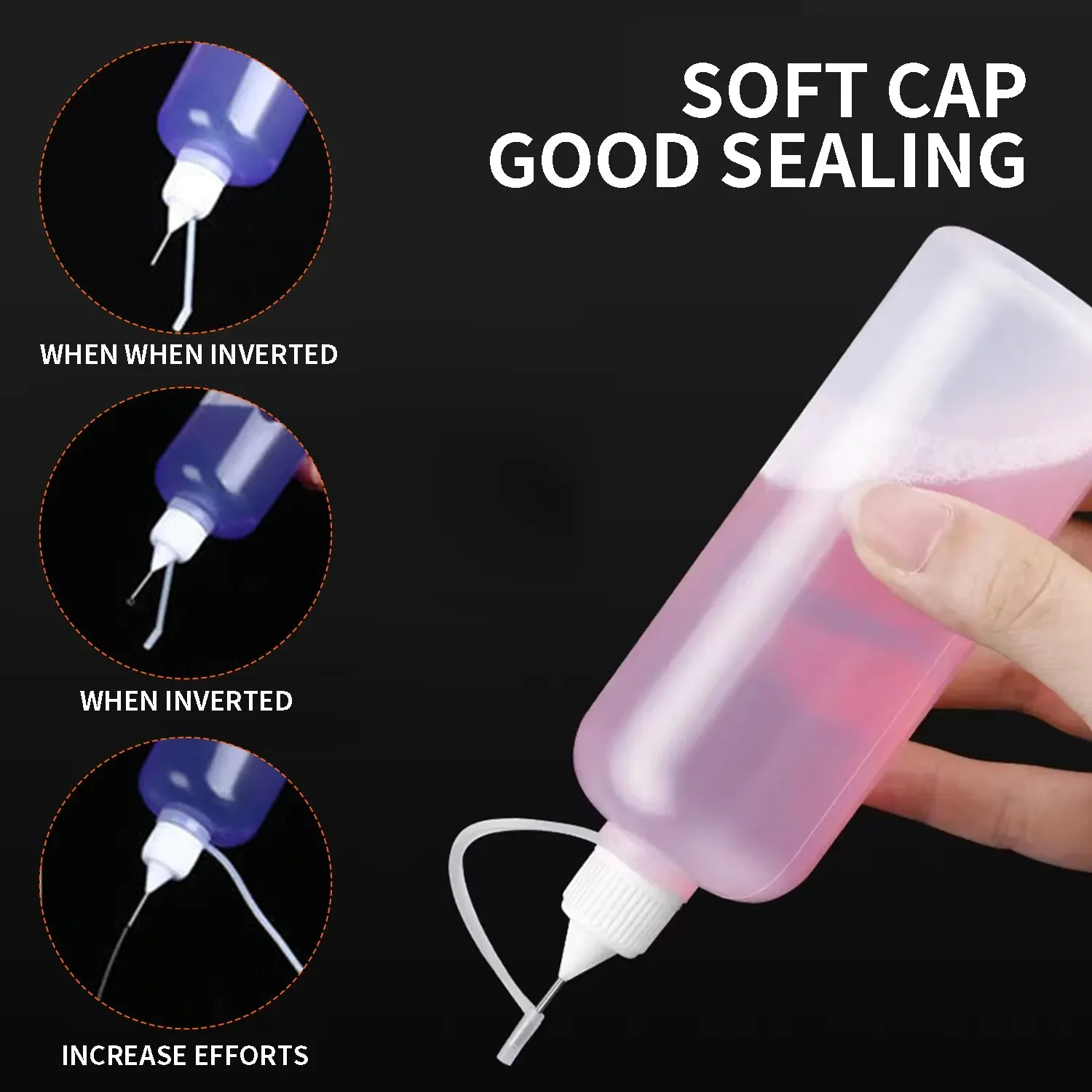 Needle Tip Glue Bottle Squeeze Plastic Bottle Dispensing Needle Sealing Cap Liquid Flux Dispenser Applicator 1Pcs