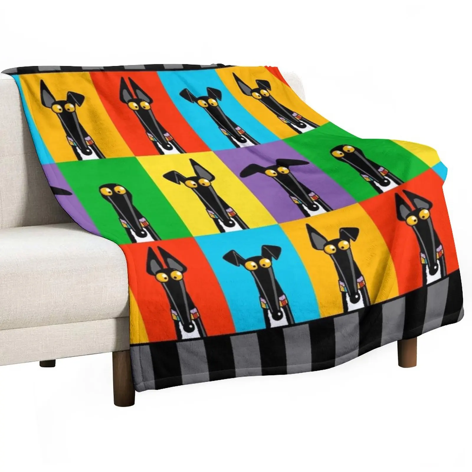 

Greyhound Semaphore with border Throw Blanket Thermal Blanket Fluffy Blankets Large